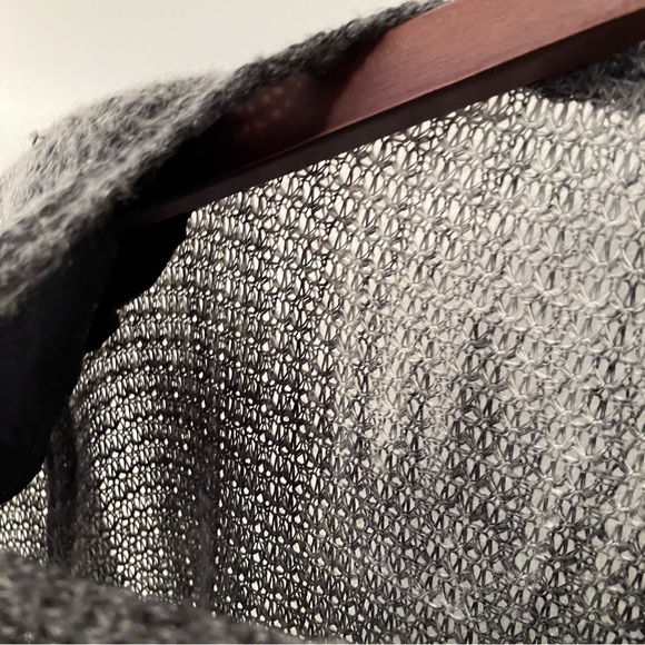 VTG Lisa Lelou Gray Sz. L Open Knit Gauze Sweater Skirt Set Sheer Mesh Grunge - Picture 11 of 16